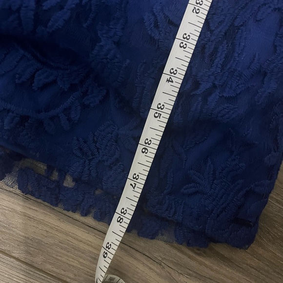 Adrianna Papell Blue Lace Sheer Sleeve Midi Dress Women’s 6 - Picture 9 of 9
